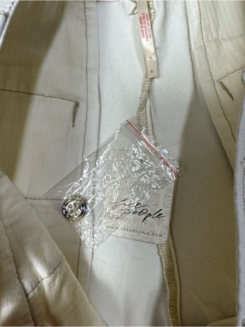 NWT New $98 Free People Sadie A-Line Long Shorts In Clean Ivory Size 4 - Picture 7 of 10